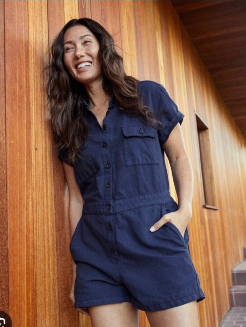 Outerknown Navy Cottagecore Romper